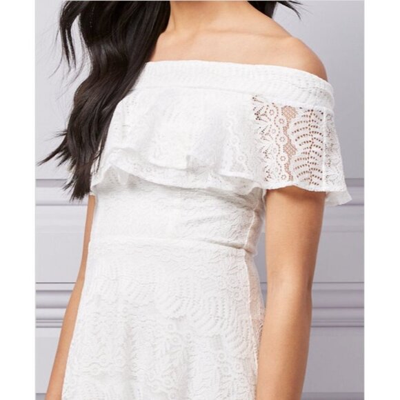 Women Le Chateau Lace Off-the-Shoulder Fit & Flare White Dress Size XXL - Picture 4 of 6